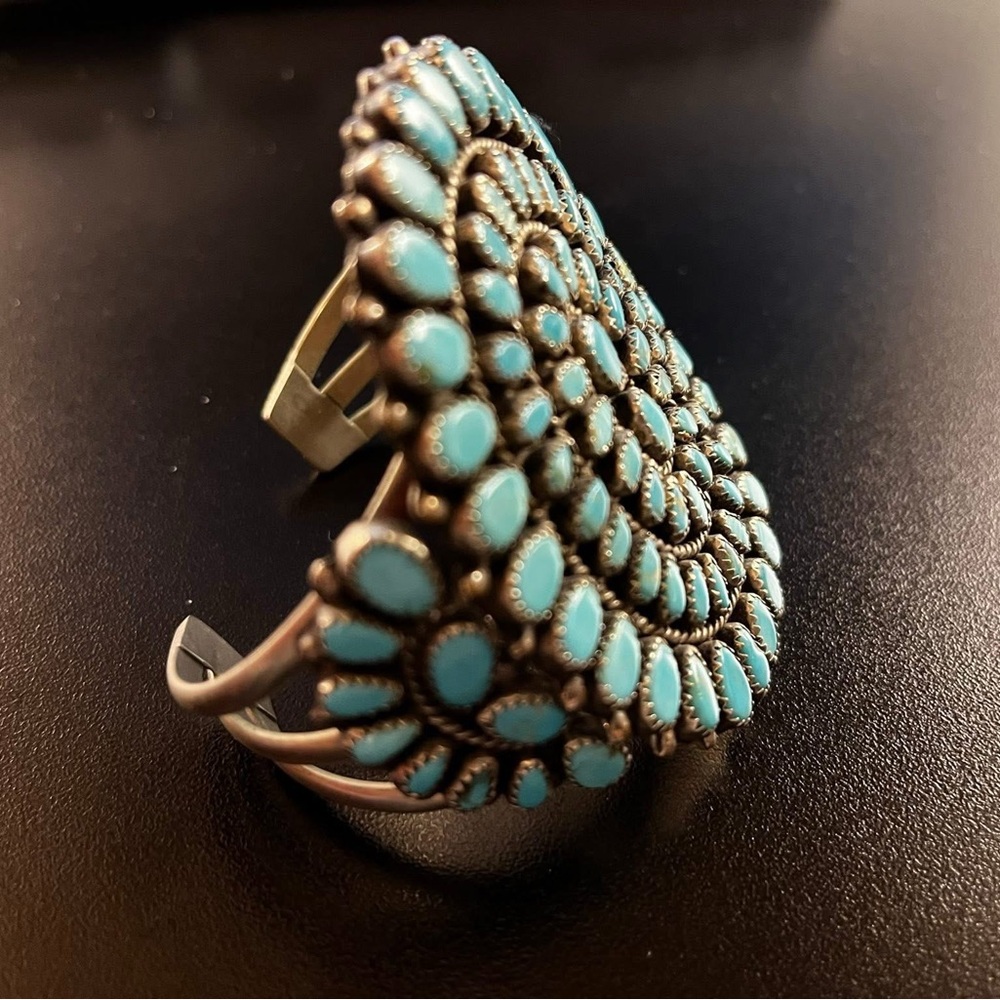 Turquoise Silver Statement Cuff - image 4